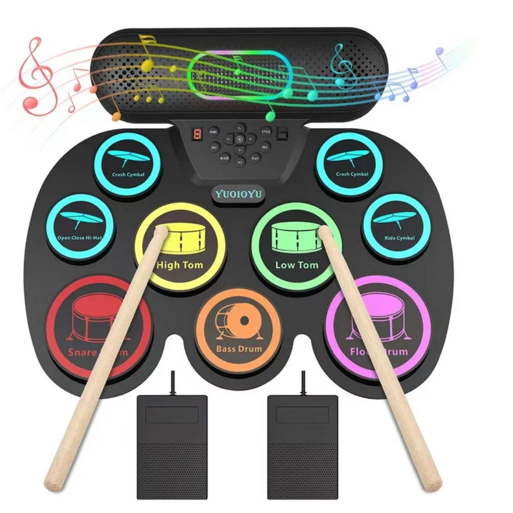 Electronic Drum Set for Kids Adults,9 Pads Portable MIDI Roll-up Drum Kit